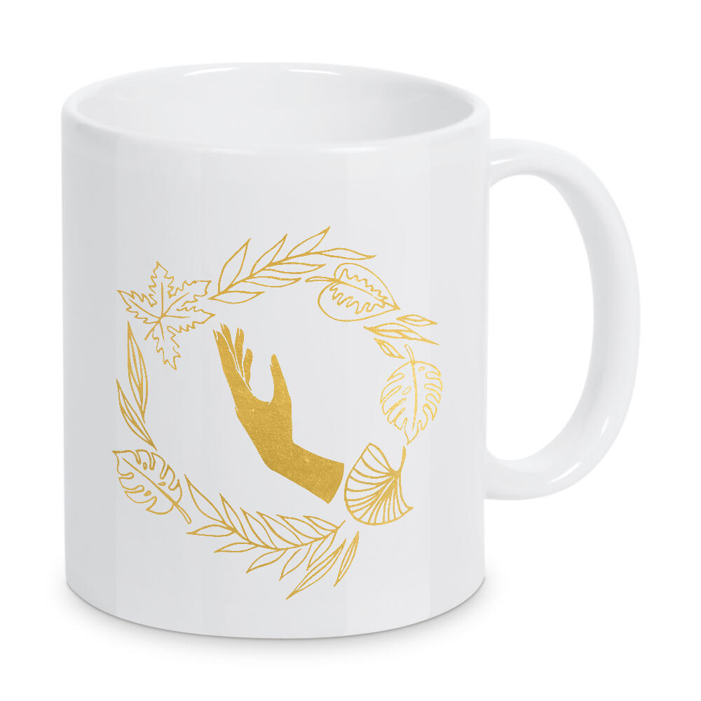 Tasse "Gott der Sonne" artboxONE - Floral,Abstrakt,Marmor - Gold,Golden,Folie,Goldfolie,Erreichen,Hand,Menschen,Marmor,Griechisch