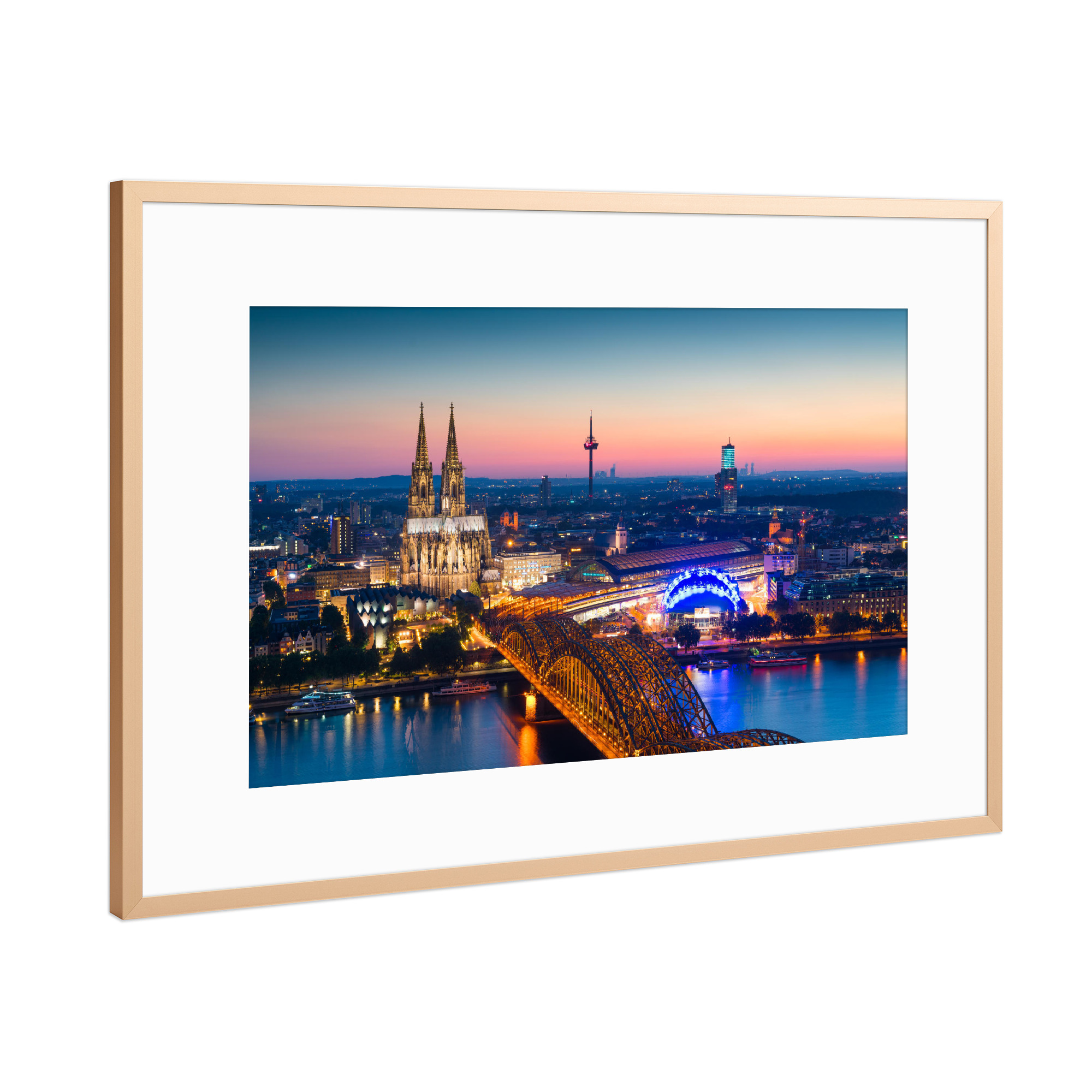 Poster mit Rahmen Kupfer "Köln Sonnenuntergang" artboxONE - Städte / Köln - Köln,Iloveköln,Kölle,Kölsch,Blaue stunde,Skyline,Städtepanorama