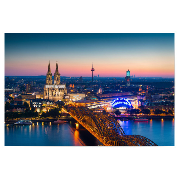 Poster 30x20 cm "Köln Sonnenuntergang" artboxONE - Städte / Köln - Köln,Iloveköln,Kölle,Kölsch,Blaue stunde,Skyline,Städtepanorama