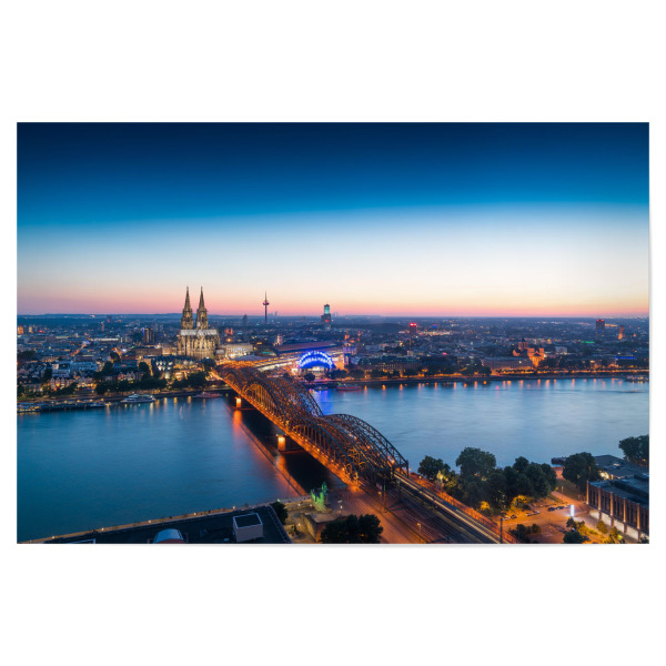 Poster 30x20 cm "Köln Sunset 2" artboxONE - Städte / Köln - Köln,Iloveköln,Kölle,Kölsch,Blaue stunde,Skyline,Städtepanorama