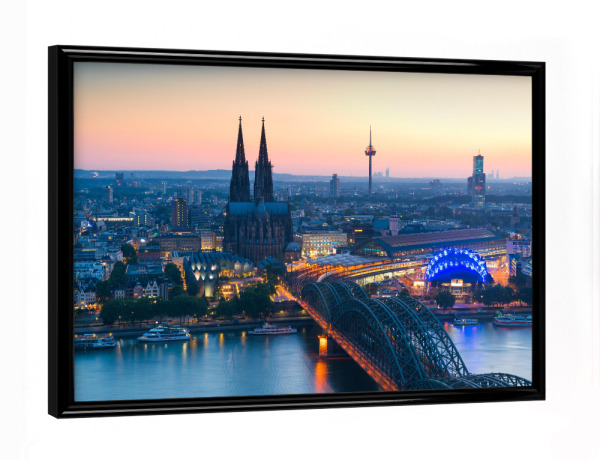 Poster mit schwarzem Rahmen "Köln Sunset Panorama" artboxONE - Städte / Köln - Köln,Iloveköln,Kölle,Kölsch,Blaue stunde,Skyline,Städtepanorama