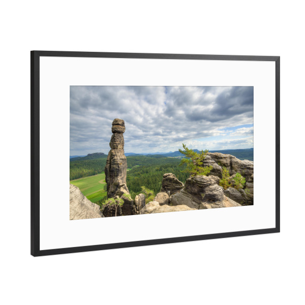 Poster mit Rahmen Schwarz (Metallic) "Barbarine Sächsische Schweiz" artboxONE - Natur,Reise