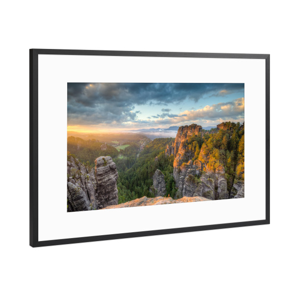 Poster mit Rahmen Schwarz (Metallic) "Sächsische Schweiz" artboxONE - Natur,Reise