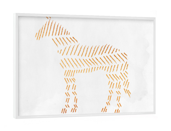 Poster mit weißem Rahmen "Horse" artboxONE - Tiere,Abstrakt - Pferd,Pferd,Tiere,Tiere,Gold,Golden,Schimmer,Muster,Azteke,Goldglanz,Glanz