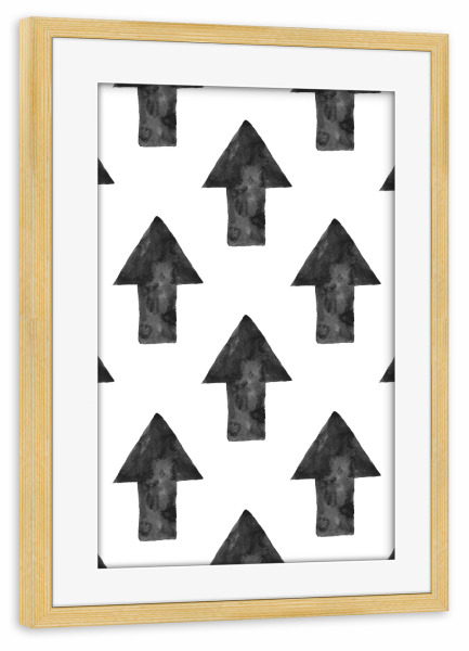 Poster mit Rahmen kiefer "Arrows Pattern" artboxONE - Abstrakt,Schwarzweiß,Geometrie