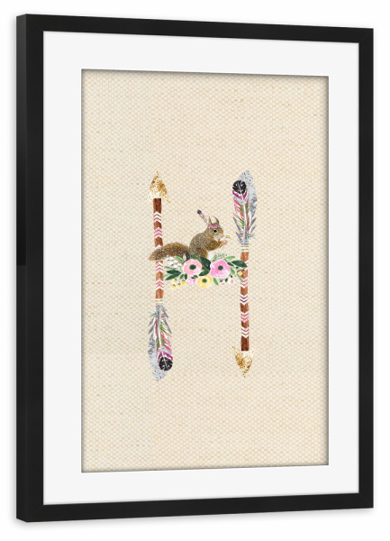 Poster mit Rahmen schwarz "Buchstabe H" artboxONE - Für Kinder,Buchstaben,Buchstaben / H