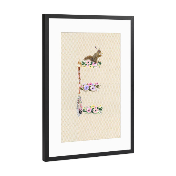 Poster mit Rahmen Schwarz (Metallic) "Buchstabe E" artboxONE - Für Kinder,Buchstaben,Buchstaben / E