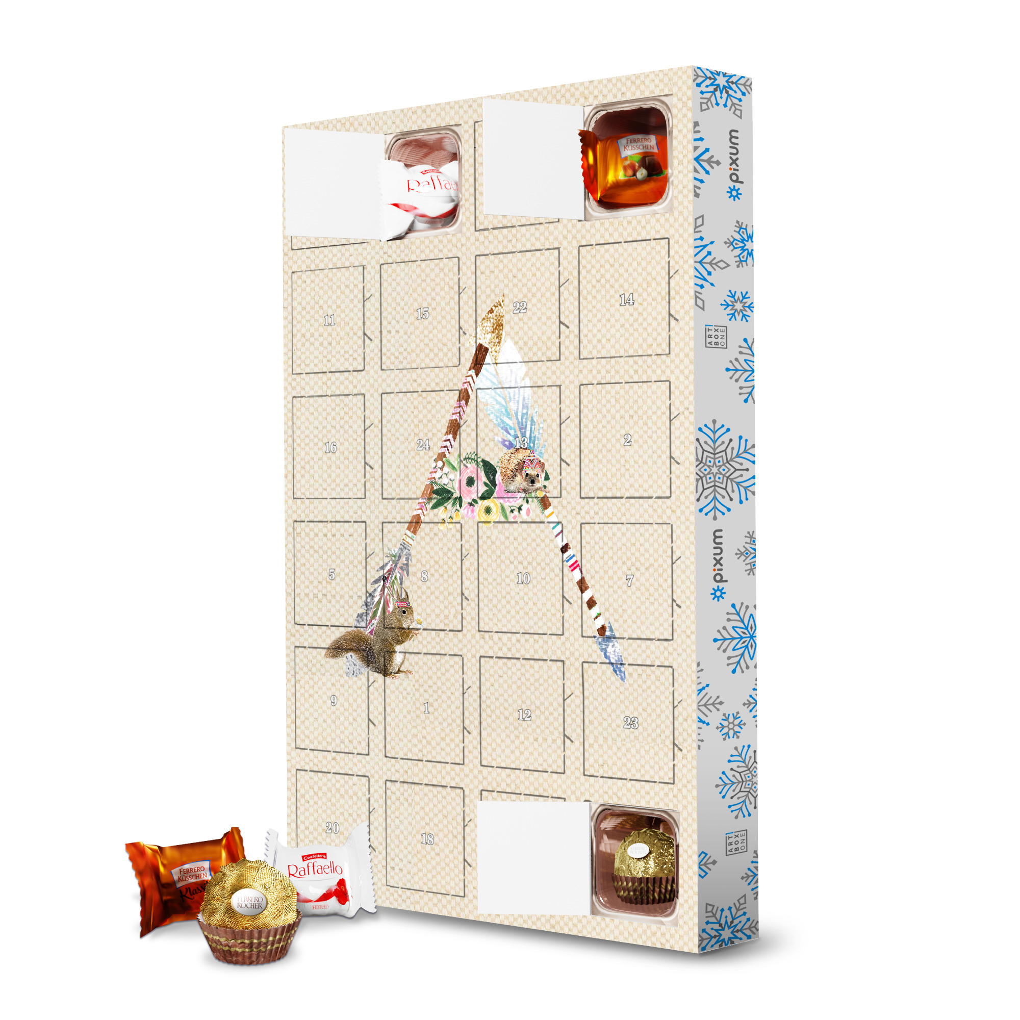 Adventskalender mit Ferrero Pralinen Buchstabe A artboxONE Adventskalender Natur