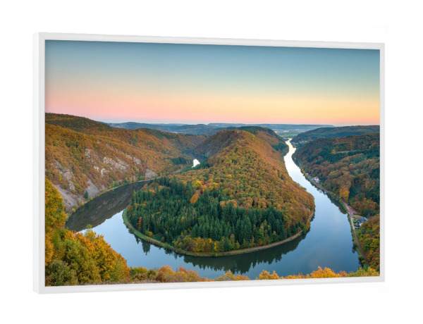 Poster mit weißem Rahmen "Saarschleife bei Mettlach" artboxONE - Natur,Reise