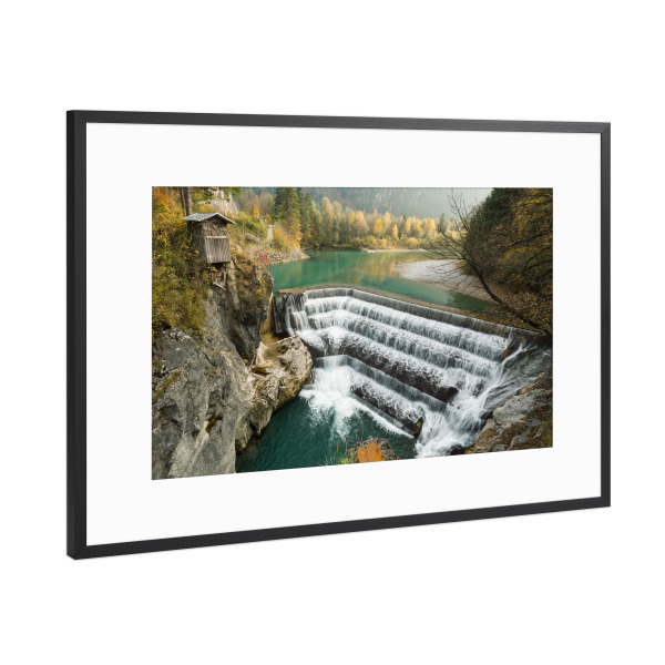 Poster mit Rahmen Schwarz (Metallic) "Lechfall bei Füssen" artboxONE - Natur,Reise