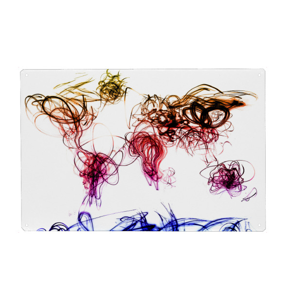 Metall Poster "World Map Light Writing" artboxONE - Reise,Reise / Afrika,Reise / Asien,Reise / Länder,Kartografie