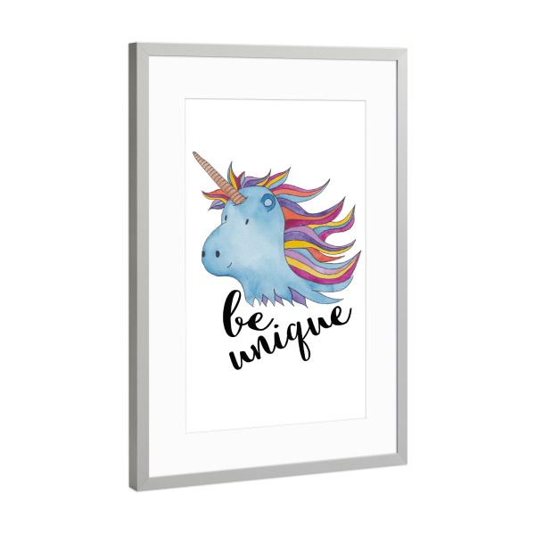 Poster mit Rahmen Silber "Be Unique Quote" artboxONE - Für Kinder,Fiktion