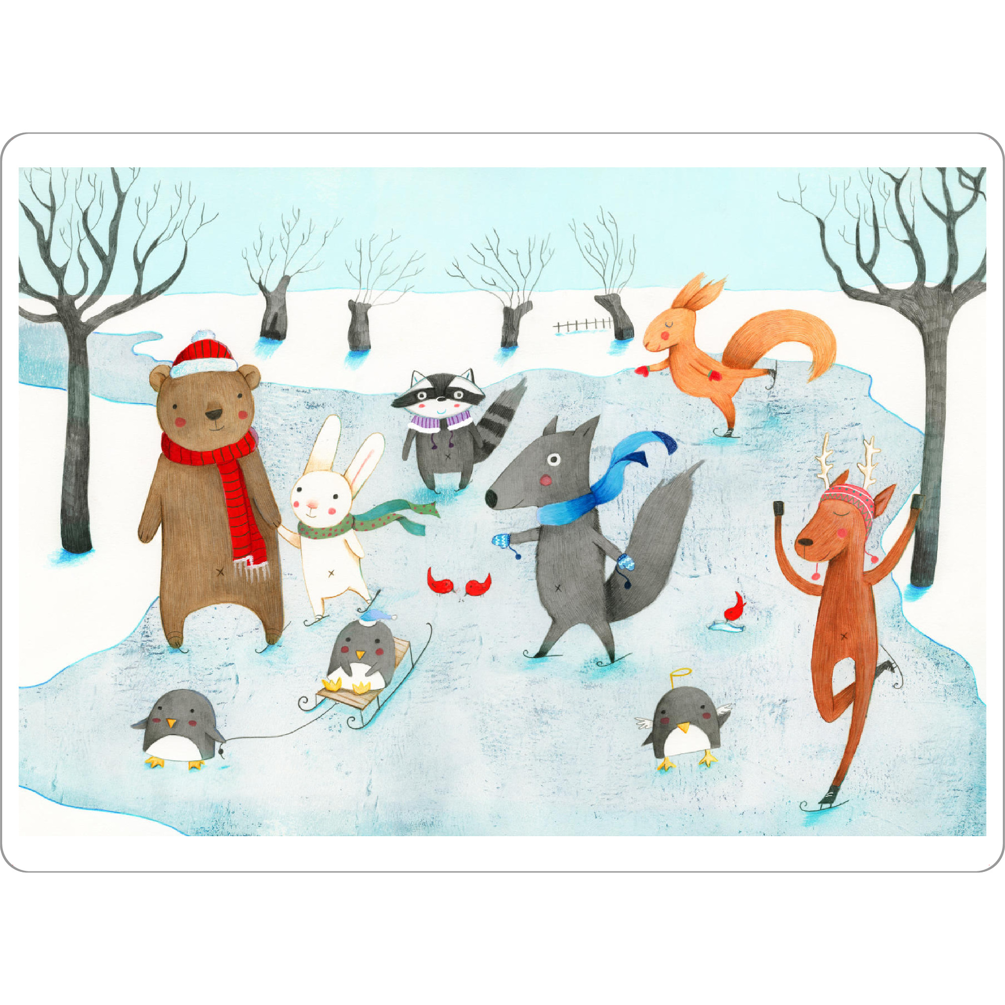 Tischset "Ice Skating" artboxONE - Natur,Für Kinder,Tiere