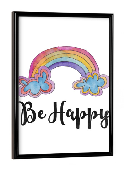 Poster mit schwarzem Rahmen "Be Happy Quote" artboxONE - Für Kinder