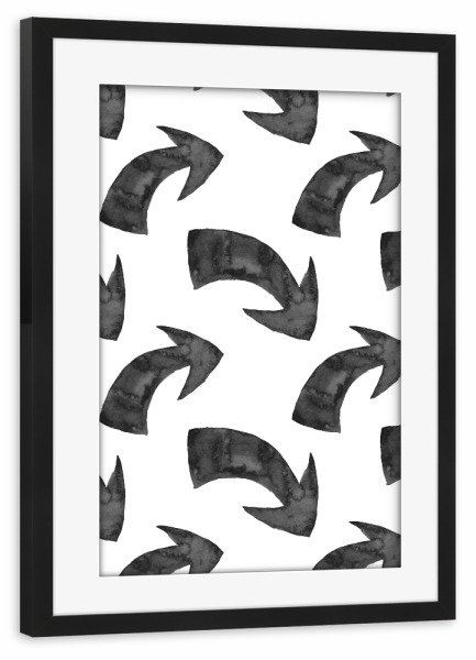 Poster mit Rahmen schwarz "Arrows" artboxONE - Typografie,Abstrakt,Schwarzweiß,Geometrie