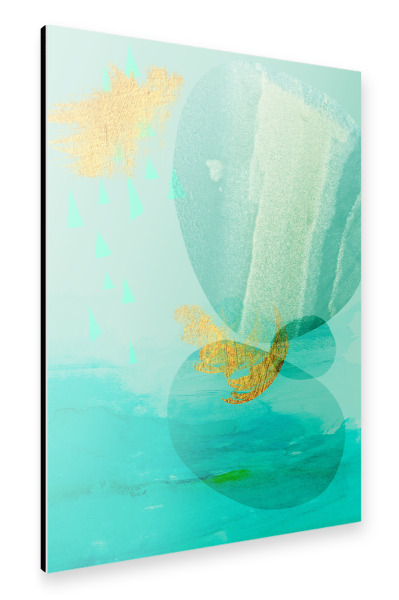 Alu-Dibond "Abstract Scandi in Mint and Gold" 30x20 cm artboxONE