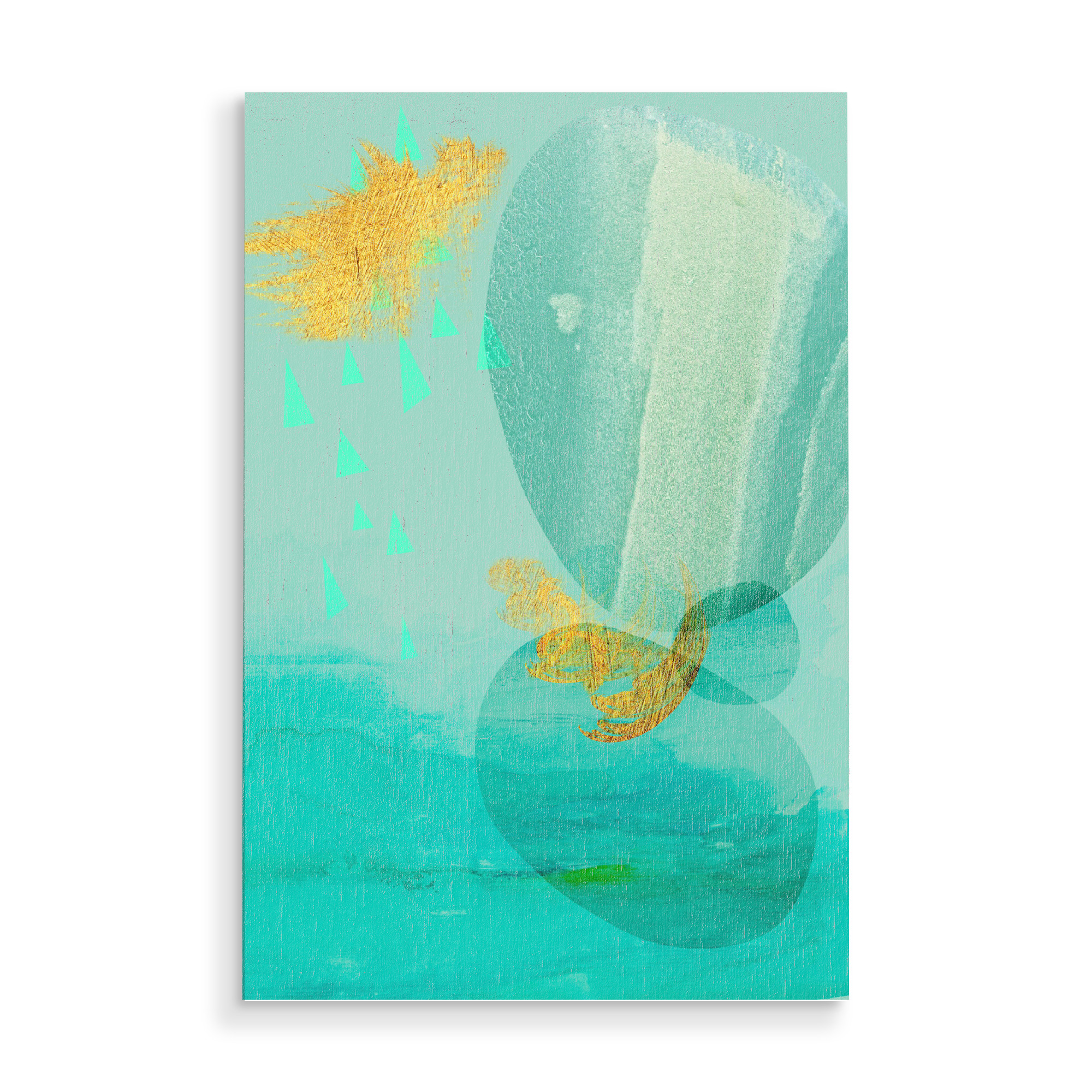 Holzbild "Abstract Scandi in Mint and Gold" artboxONE - Abstrakt