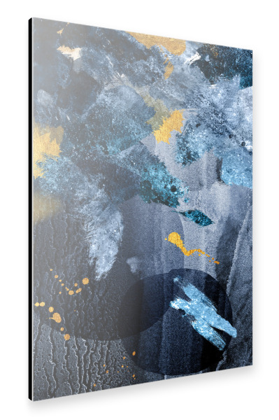 Alu-Dibond "Blue and Gold Abstract" 30x20 cm artboxONE