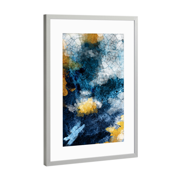 Poster mit Rahmen Silber "Navy and Gold Abstract" artboxONE - Abstrakt