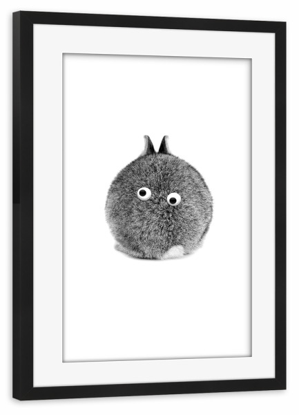 Poster mit Rahmen schwarz "Funny Bunny" artboxONE - Für Kinder,Tiere - Hase,Kaninchen,Lustig,Augen,Fell,Niedlich,Tier,Haustier,Fotografie