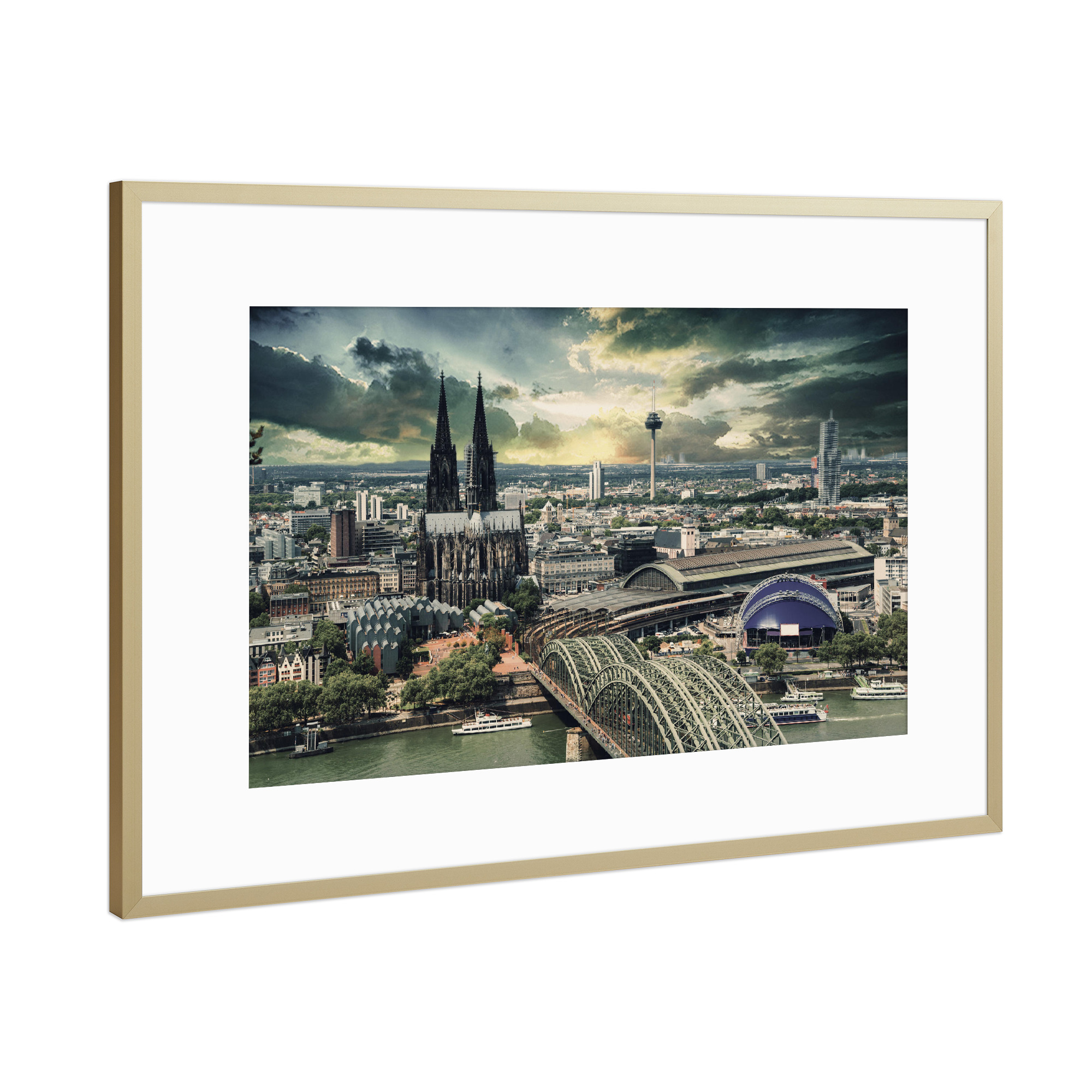 Poster mit Rahmen Gold "KÖLN SKYLINE II" artboxONE - Städte,Städte / Köln,Architektur