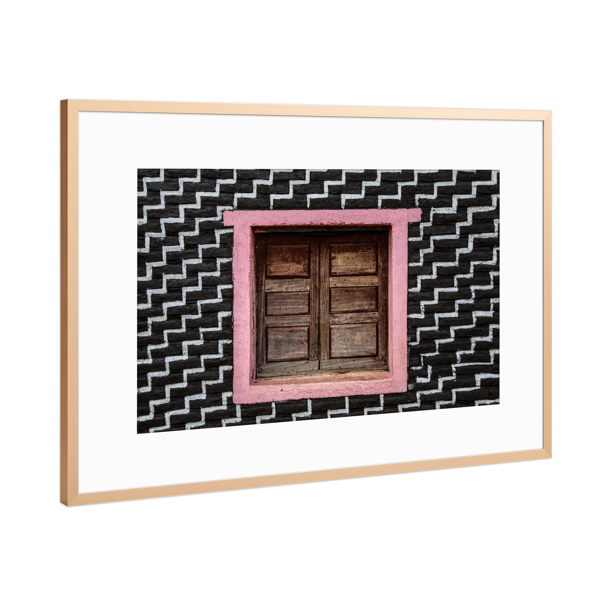 Poster mit Rahmen Kupfer "Äthiopisches Fenster" artboxONE - Architektur,Geometrie,Reise / Afrika