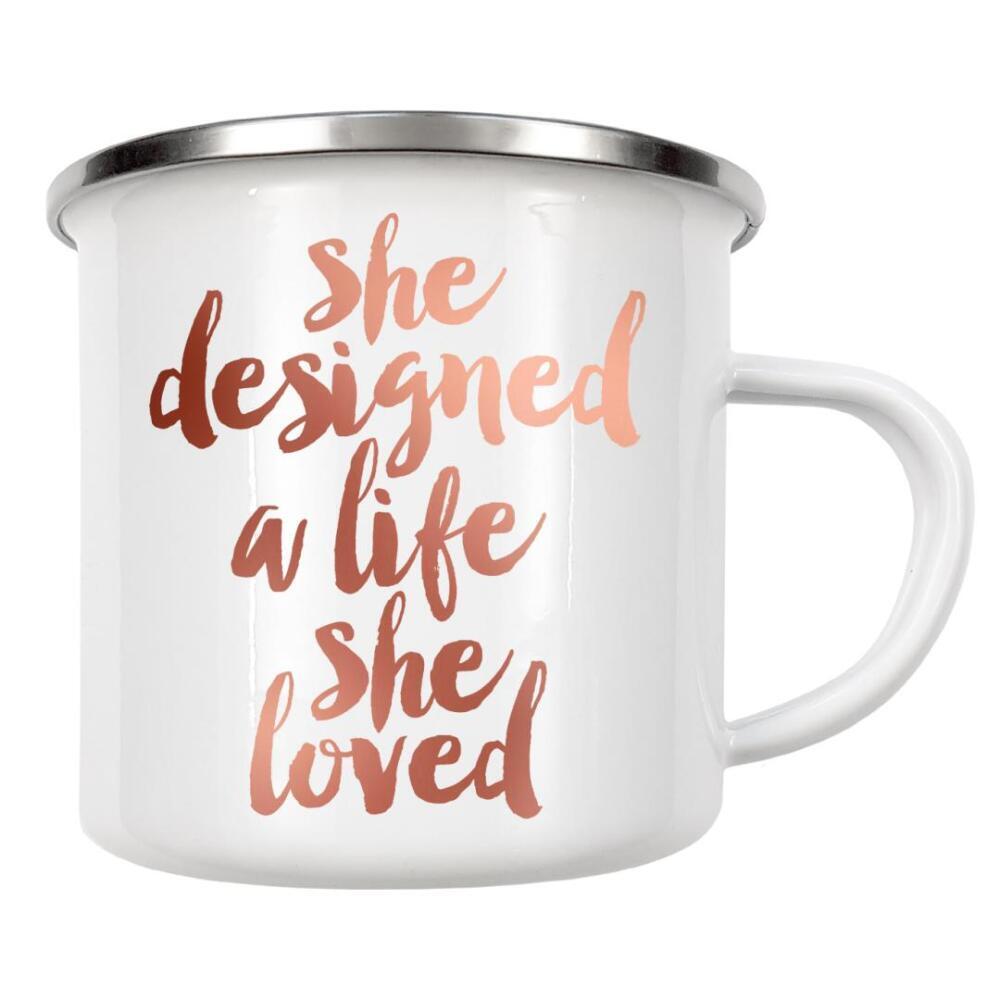 Emaille Tasse "She Designed A Life She Loved 2" artboxONE - Typografie