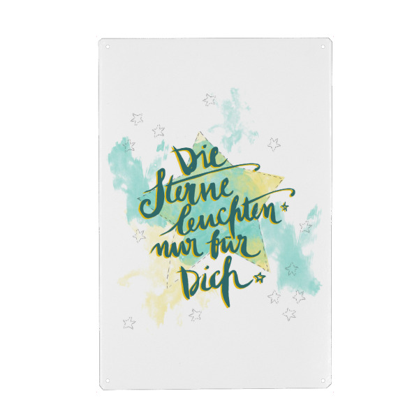 Metall Poster "Die Sterne leuchten nur für Dich" artboxONE - Typografie,Für Kinder,Weihnachten