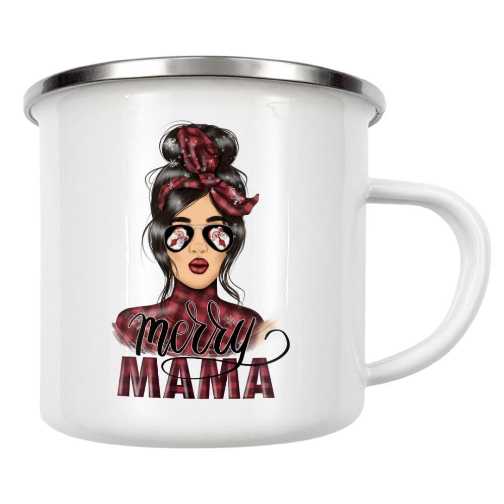 Emaille Tasse "Fröhliche Mama" artboxONE - Fashion,Weihnachten,Für Mama