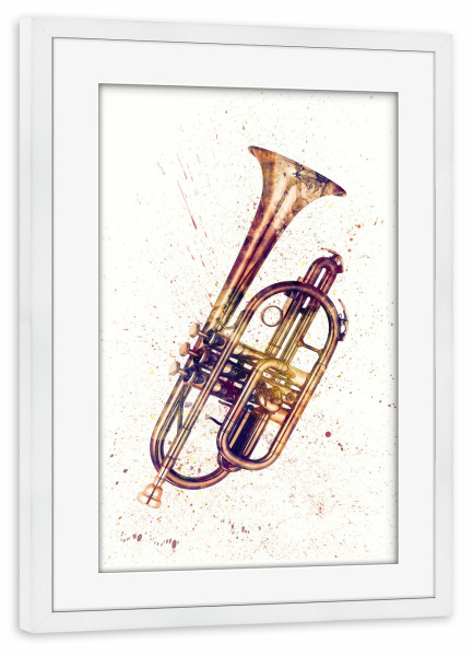 Poster mit Rahmen weiß "Cornet Abstract Watercolor" artboxONE - Musik,Festivals