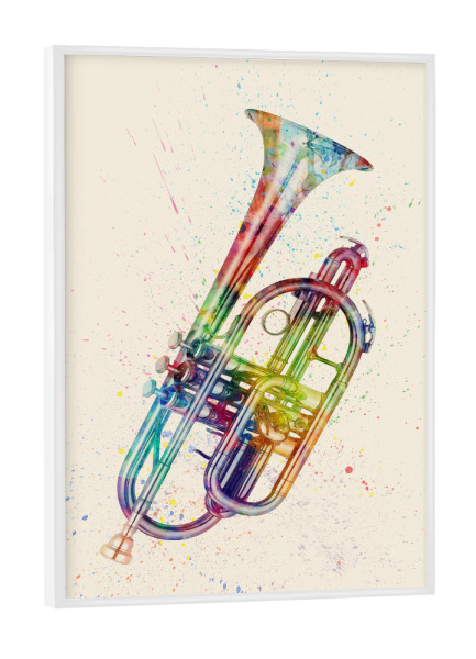 Poster mit weißem Rahmen "Cornet Abstract Watercolor bunt" artboxONE - Musik,Festivals