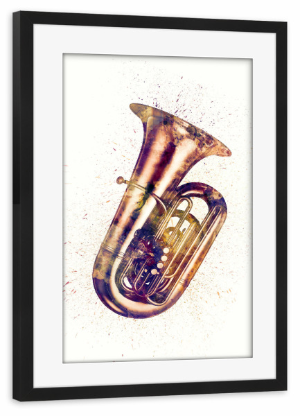 Poster mit Rahmen schwarz "Tuba Abstract Watercolor" artboxONE - Musik,Festivals