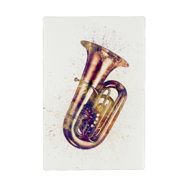 Metall Poster "Tuba Abstract Watercolor" artboxONE - Musik,Festivals