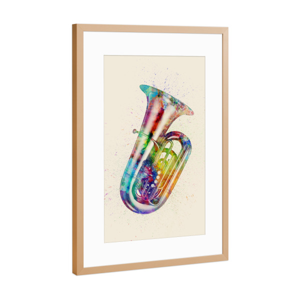 Poster mit Rahmen Kupfer "Tuba Abstract Watercolor bunt" artboxONE - Musik,Festivals