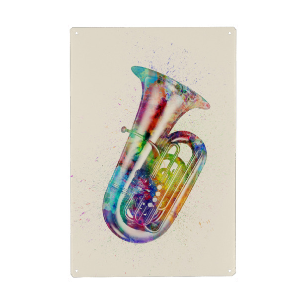 Metall Poster "Tuba Abstract Watercolor bunt" artboxONE - Musik,Festivals