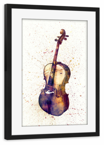 Poster mit Rahmen schwarz "Cello Abstract Watercolor" artboxONE - Musik,Festivals
