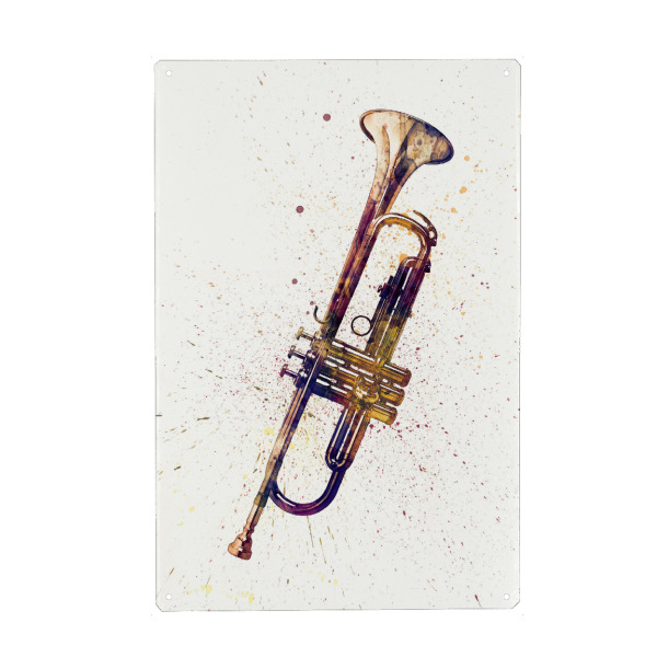 Holzbild "Trumpet Abstract Watercolor" artboxONE - Musik,Festivals