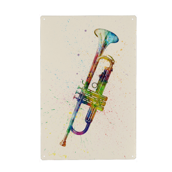 Metall Poster "Trumpet Abstract Watercolor bunt" artboxONE - Musik,Festivals