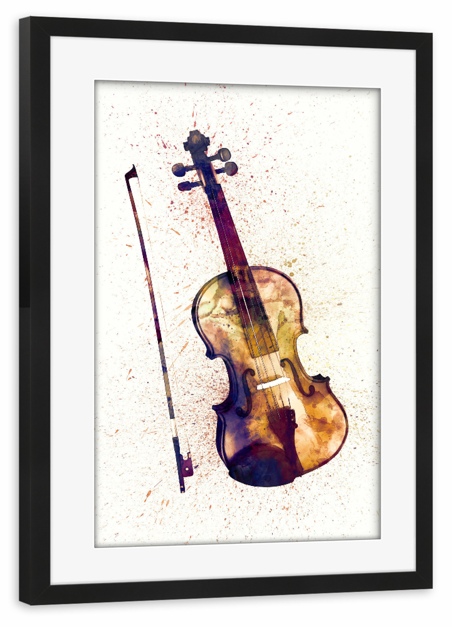 Poster mit Rahmen schwarz "Violin Abstract Watercolor" artboxONE - Musik,Festivals