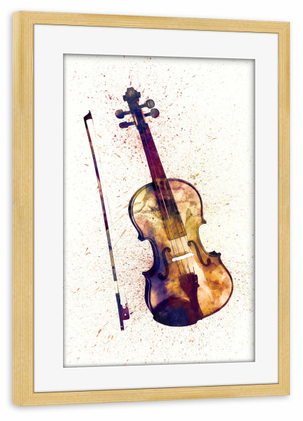 Poster mit Rahmen kiefer "Violin Abstract Watercolor" artboxONE - Musik,Festivals