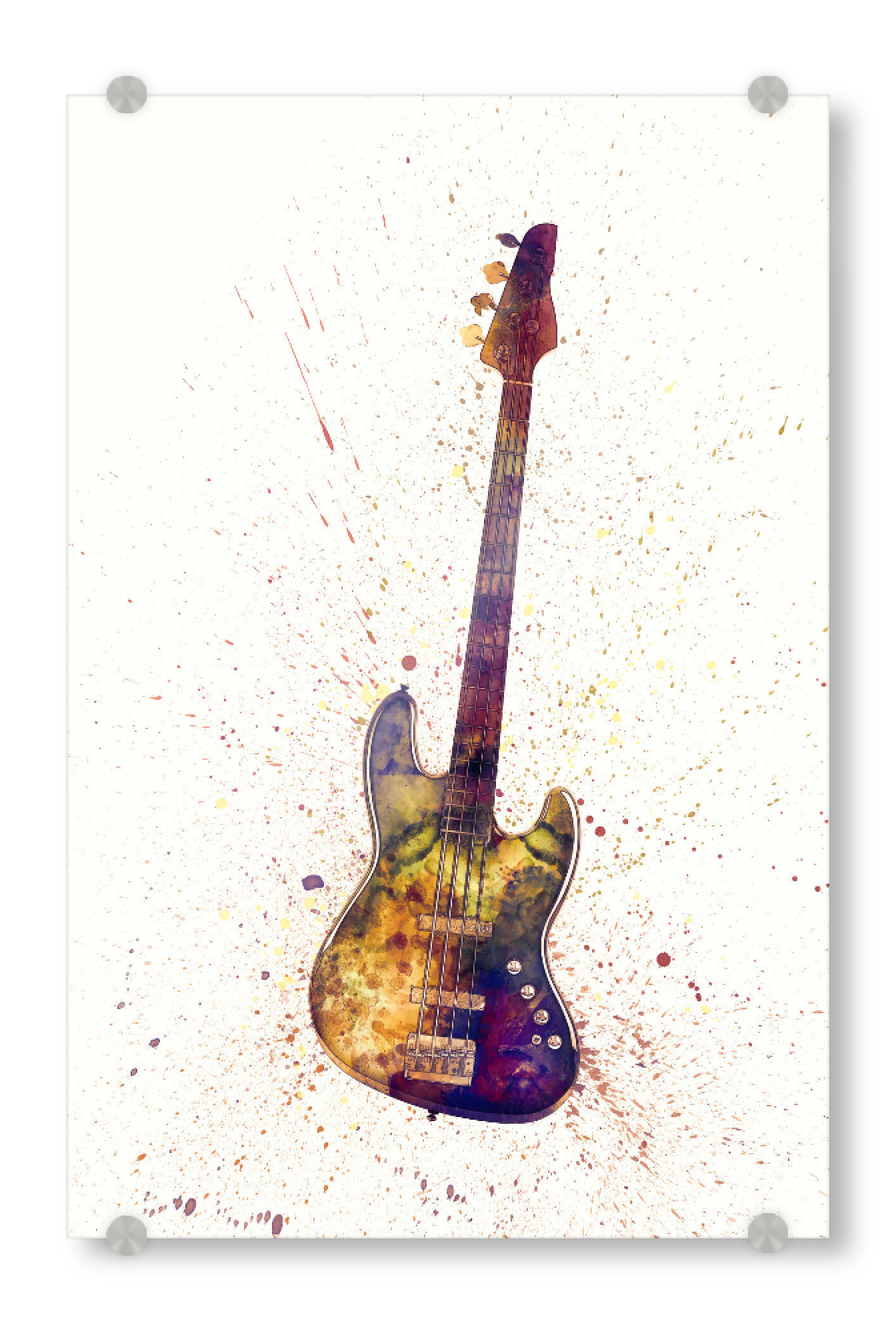Acrylglasbild "Electric Bass Guitar Abstract Watercolor" artboxONE - Musik,Festivals