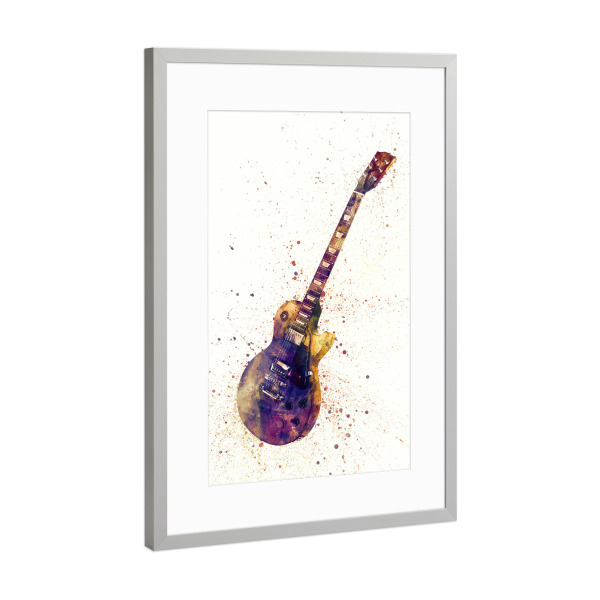 Poster mit Rahmen Silber "Electric Guitar Abstract Watercolor I" artboxONE - Musik,Festivals