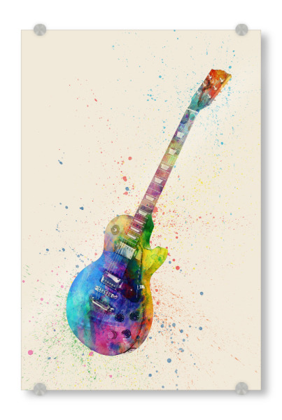 Acrylglasbild "Electric Guitar Abstract Watercolor I bunt" artboxONE - Musik,Festivals