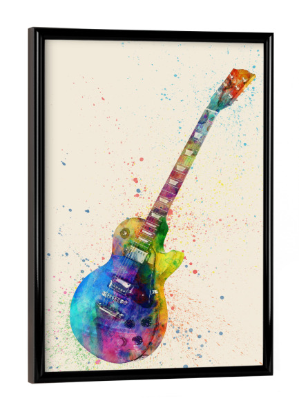 Poster mit schwarzem Rahmen "Electric Guitar Abstract Watercolor I bunt" artboxONE - Musik,Festivals