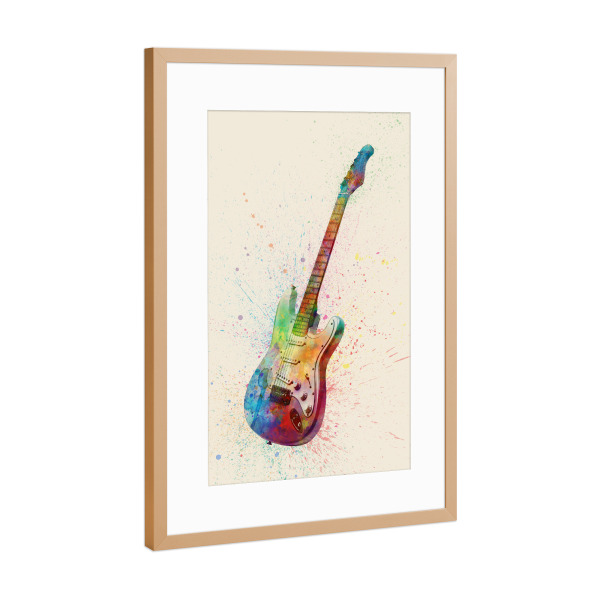 Poster mit Rahmen Kupfer "Electric Guitar Abstract Watercolor II bunt" artboxONE - Musik,Festivals