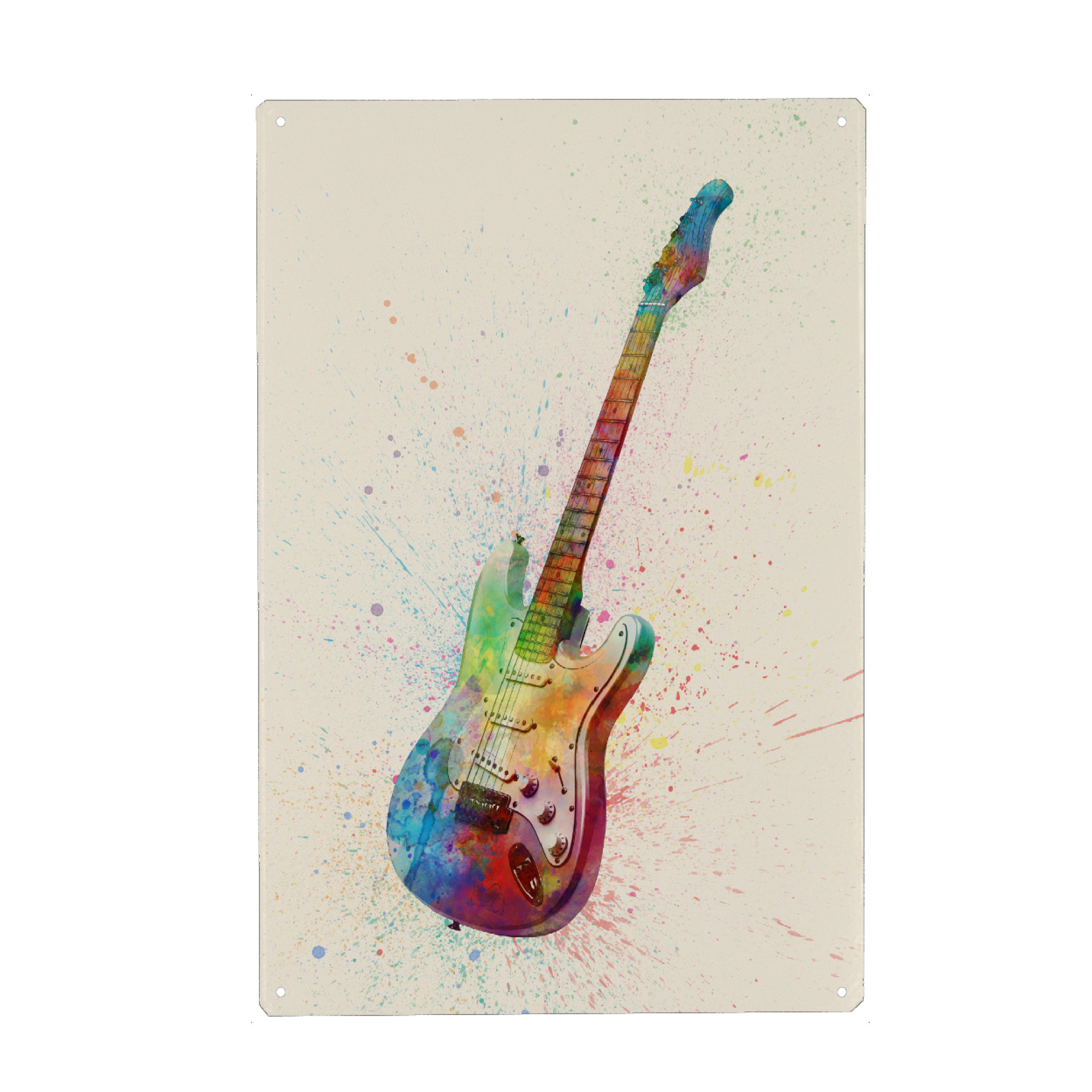 Metall Poster "Electric Guitar Abstract Watercolor II bunt" artboxONE - Musik,Festivals