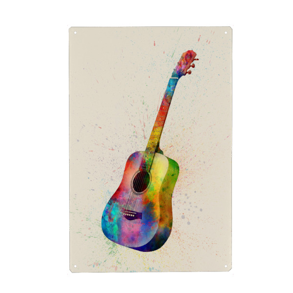 Holzbild "Acoustic Guitar Abstract Watercolor bunt" artboxONE - Musik,Festivals