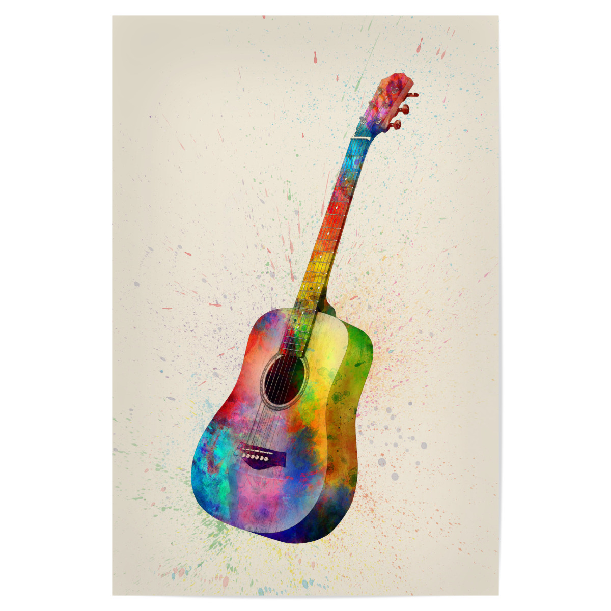 Acoustic Guitar Abstract Watercolor Bunt Als Poster Bei Artboxone Kaufen