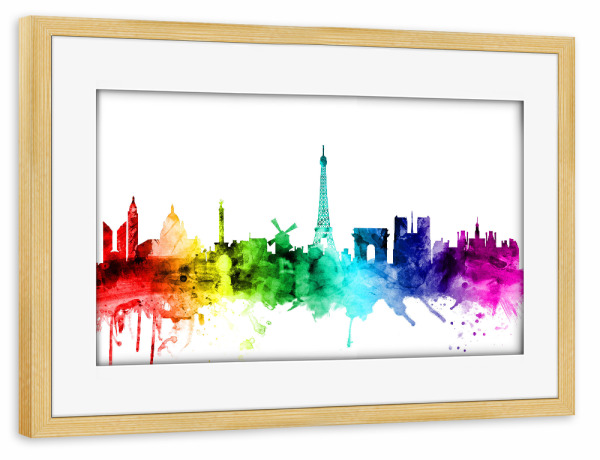 Poster mit Rahmen kiefer "Paris France Skyline" artboxONE - Städte,Reise,Städte / Paris