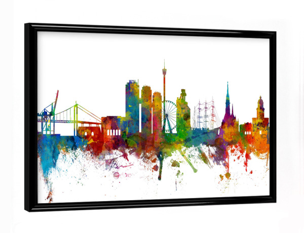 Poster mit schwarzem Rahmen "Gothenburg Sweden Skyline" artboxONE - Städte,Reise